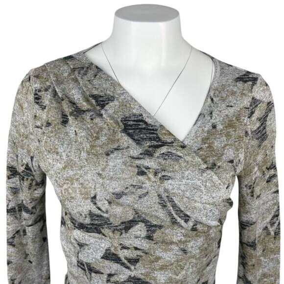 WILFRED FREE Aritzia Klum Floral Faux Wrap Ruched Sheath Dress Sz Small - Picture 3 of 5